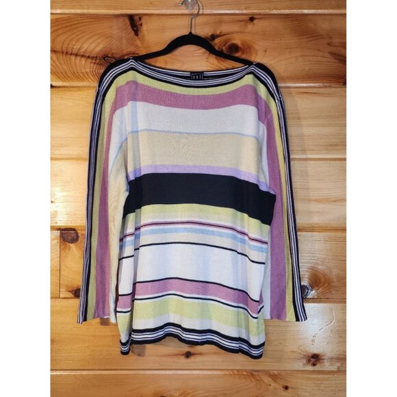 Que Per Oue Womens Plus Size 3X Sweater 60% Silk 40% Bamboo Striped - Picture 1 of 5